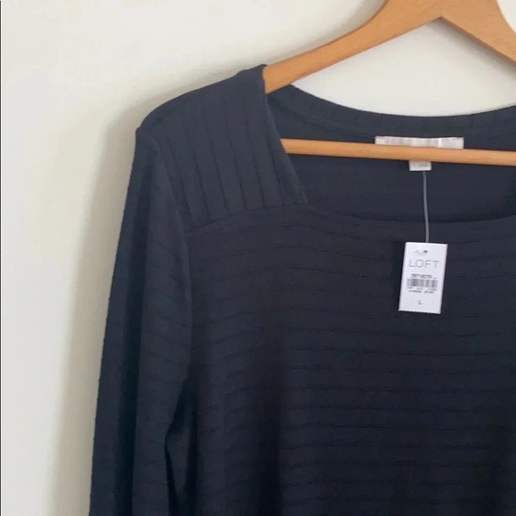 LOFT Textured Stripe Square Neck knit sweater - Picture 3 of 9